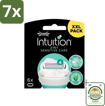 7 x Wilkinson Intuition - Navulmesjes - 2 in 1 Sensitive Care - Voor Gevoelige Huid - 6 mesjes - Grootverpakking - Gevoelige Huid - Scheren - Navulmesjes - Schuimende Huidconditioner - Dermatologisch Getest