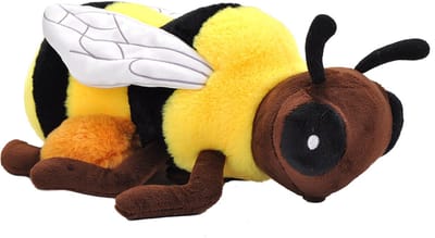 Pluche knuffel dieren Eco honingbij - zwart/geel - 30 cm - Insecten