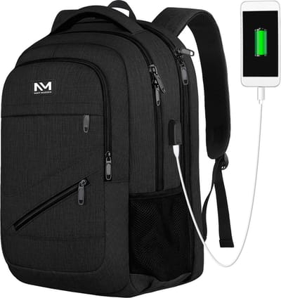 Rugzak met USB Oplaadpoort 17,3 inch Zwart Luxe Laptop Rugtas - Schooltas - Heren - Dames - Jongens - Meisjes - Waterafstotend - Rugzakken