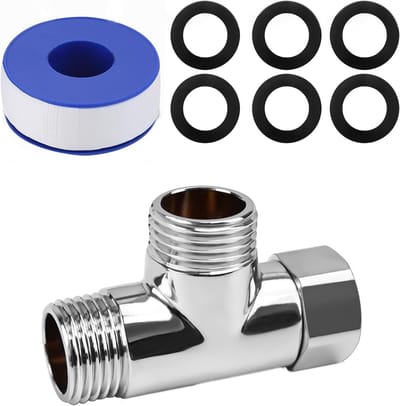 T-stuk 1/2 inch roestvrij staal – 3-weg waterdispenser met 6 afdichtringen en PTFE tape – adapter voor kraanwater (20 mm) voor optimale waterkwaliteit en gebruiksgemak