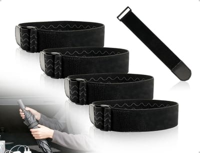 Verstelbare elastische riemen met klittenbandsluiting - Antislip kabelbeheer voor fietsen, skiën en camping - Set van 4 stuks
