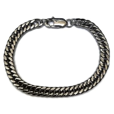 Aramat Jewels | Armbanden | Stijlvolle Zilverkleurige Gourmet Armband | | | |7mm | Staal | Volwassenen | Verkleurd niet