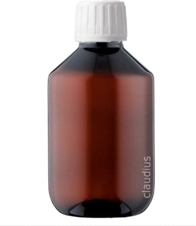 Lege Plastic Fles 250 ml PET Amber bruin - met witte ribbel dop - set van 10 stuks – navulbaar - leeg