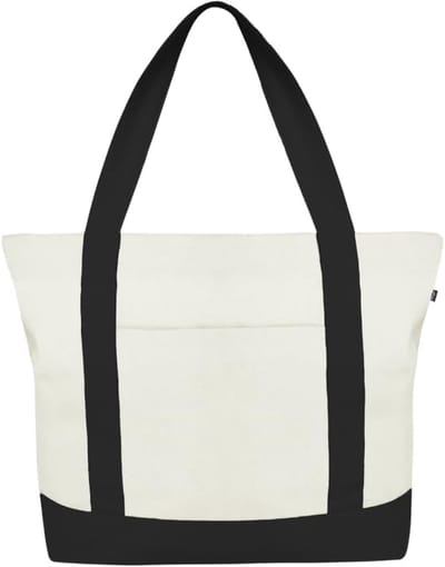 Stevige Canvas Tas met Rits en Binnenvak - 100% Biologisch Katoen - Shopper voor Dames en Heren