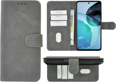 MoDo hoesje Geschikt voor Motorola Moto G53 - Kunstleer Book Case - Grijs