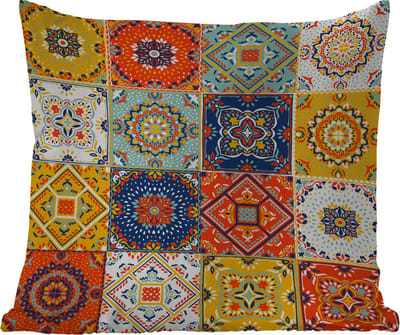 Tuinkussen - Vintage - Bloemen - Patroon - Wit - Oranje - 40x40 cm - Weerbestendig