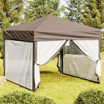 vidaXL - Partytent - inklapbaar - met - zijwanden - 3x3 - m - taupe