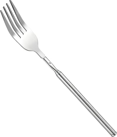 uittrekbare vork, 22 tot 65 cm, verstelbare telescoopvork, roestvrij staal, lange telescopische vorken, intrekbare verlengde telescopische vorken voor BBQ, diner, fruit, dessert