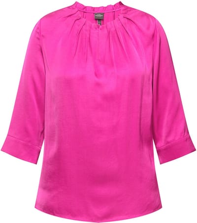 Ulla Popken - Dames - Blouse gerimpelde hals 3/4-mouwen - Magenta - Maat 42+