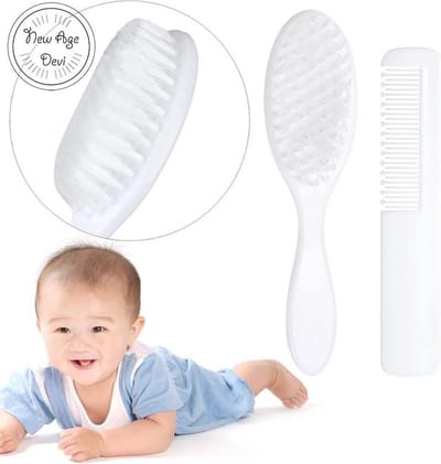 Babyborstel en kam - Babykam - Wit - Babyborstel set - Zachte borstel