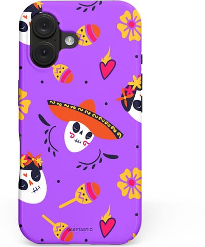 Casetastic hoesje geschikt voor Apple iPhone 16 - MagSafe - Dubbellaagse bescherming - Muertos sombrero - Fashion Case - Paars