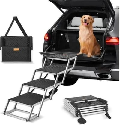 Mygroot - HondenTrap Voor Auto - Breed - 4-stappen - Auto Stappen - Opvouwbare - Draagbare - Huisdier Stappen - Lichtgewicht Aluminium