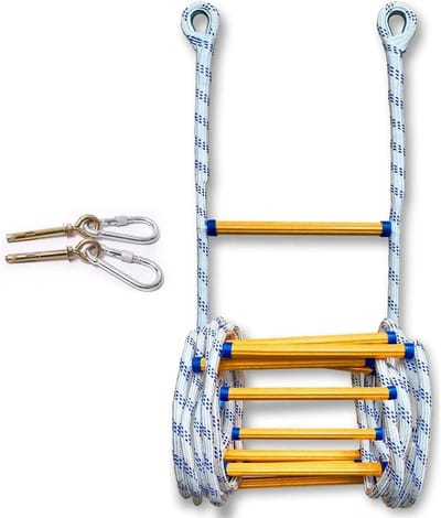 Touwladder Volwassenen - Brandtrap Nooduitgang - Veilig Ontsnappen - Vlamvertragend Materiaal - 8 Meter Lengte - Zwart