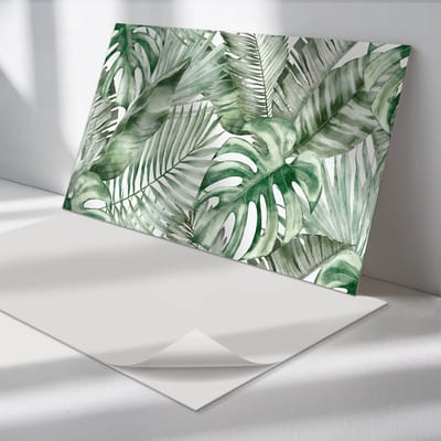 Wallfluent Vinyl Wandpaneel - Tropisch bladerenpatroon Zelfklevende Wandbekleding - 100 cm x 50 cm - Groente Vinyl Wandpaneel - 1 stuk - Rechthoekig Wandbekleding Vinyl - Bloemen en planten Wandpaneel - Wandpaneel PVC - Wandpaneel Keuken en Badkamer