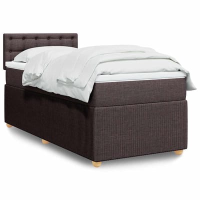 vidaXL - Boxspring - met - matras - stof - donkerbruin - 90x190 - cm