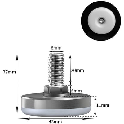 Roestvrij staal Verstelbare Meubelvoeten Nylon Basis Stelvoeten, voor Bank, Tafel, Stoel, Kast, Werkbank van Stelvoeten 12 Pcs