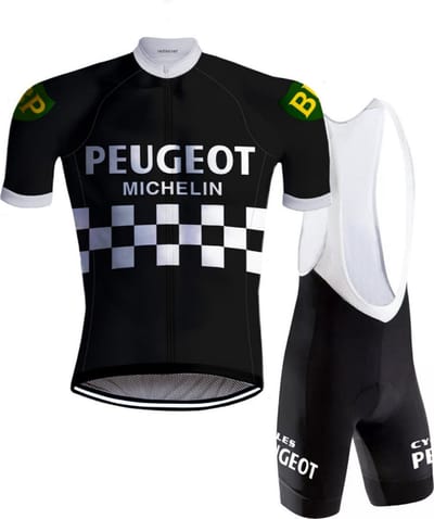 Retro Wielertenue Peugeot Zwart/Wit - REDTED - S