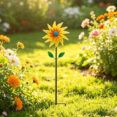 Windspinners Voor Buiten - Tuinmolens Decoratie - Tuin Verfraaien - Roestbestendig Ijzer - 96.5 cm Hoog - Multicolor