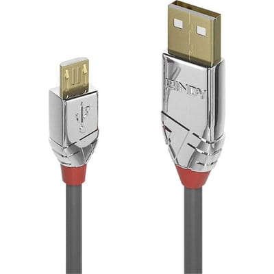 LINDY 36652 USB-kabel USB 2.0 USB-A stekker, USB-micro-B stekker 2.00 m Grijs