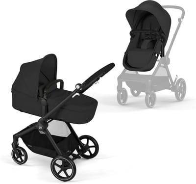 Kinderwagen 2-in-1 - Reiswiegbuggy - Baby Vervoeren - All-terrain wielen - 10.3 kg - Zwart