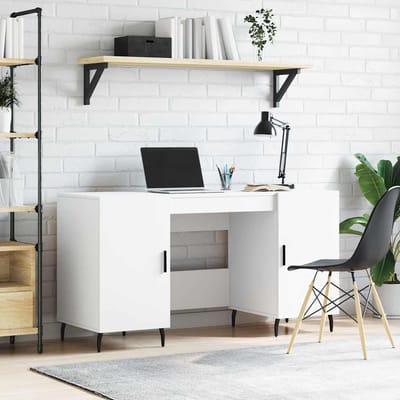 vidaXL - Bureau - 140x50x75 - cm - bewerkt - hout - wit