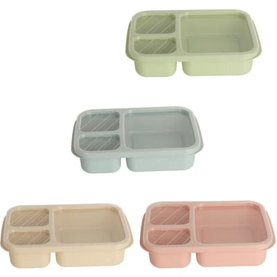 Voedselveilige rijstkaf lunchbox Tarwestro compartiment lunchboxen Bento Box Creatieve student met deksel Vierkante fastfoodbox beige