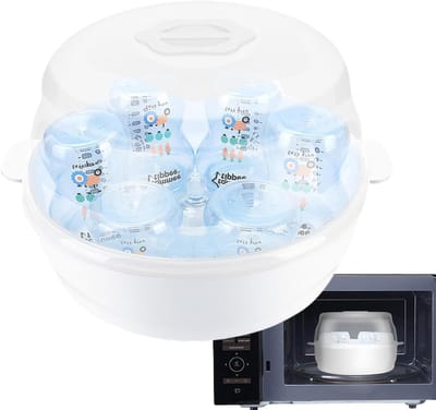 Flessenreiniger Magnetron - Stoomreiniger Babyflessen - Hygiënisch Reinigen - Snelle Stoomwerking - Tot 6 Flessen - Wit