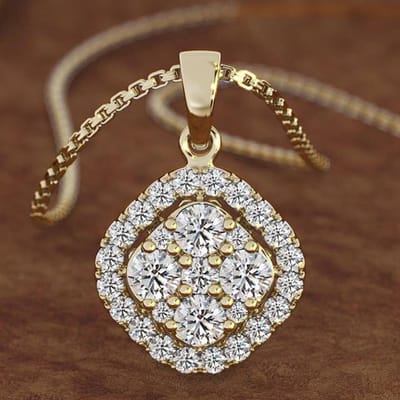 Echt 14k geelgoud 2 karaat diamanten hanger vierkant 14k goud chalcedoon Bizuteria dames sieraden ketting Pierscionki ketting goud