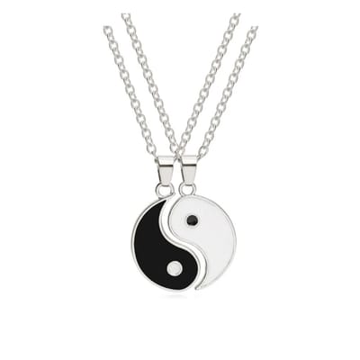 WiseGoods Premium Yin Yang Ketting Dames & Heren - Koppel Kettingen - Relatie Sieraden - Cadeau -Vriendschapskettingen - 2stk