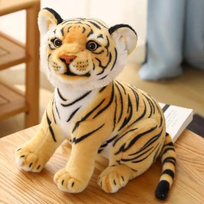 Hoogwaardige witte gele tijger knuffels baby schattige grote tijger pluche pop zacht kussen kinderen kerstcadeau 27cm geel
