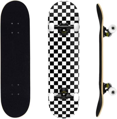Compleet skateboard voor beginners - 80 x 20 cm, Double Kick Deck met 7 lagen