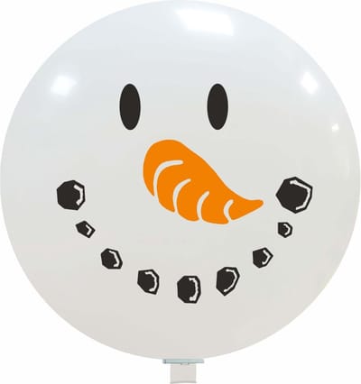 Sneeuwpop hoofd XXL ballon, 89 cm, latex
