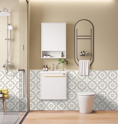 Dailygoods- Vloertegels Zelfklevend - 24 Stuks - Lichtbruine Bloem - Badkamer/Keuken - Makkelijk aan te brengen - Verwijderbaar zonder schade - Muursticker