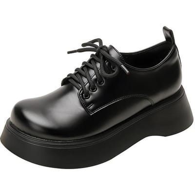 Schoenen met dikke zolen en grote tenen Lente Nieuwe Kleine Leren Schoenen Dames Brits Retro Taart Derby Schoenen met Dikke Zolen Verhoog Niche Enkele Schoenen 40