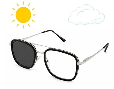 Charley - Leesbril EN zonneleesbril ineen – Kleur zwart - Sterkte +1.50 - Meekleurend UV400 photochromic - Stevige pasvorm - Modern & stijlvol