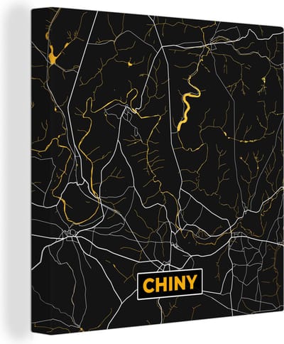 Canvas Schilderij goud - Plattegrond - Chiny - Stadskaart - Kaart - 20x20 cm - Wanddecoratie