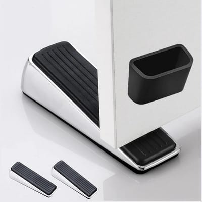 2 stuks - Deurstopper - Deurstopper - Zilver - Deurstopper van metaal en rubber - Deurklem voor binnen- en buitendeuren - Deurstopper - Met beugel - Geschikt voor deurspleten van 10-25 mm