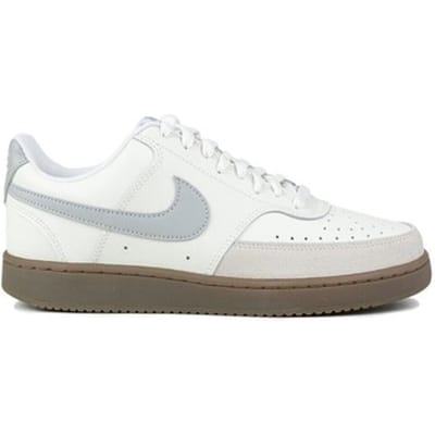 Nike Court Vision Low Sneakers Heren - Wit/Zilver/Bruin - Leren Lifestyle Sneakers - Casual Schoenen