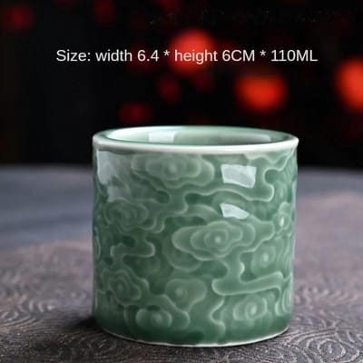 Eenvoudige jade Xiangyun meester enkele kop in Chinese stijl retro Yue-oven celadon theeservies theekop persoonlijk kungfu proef groot 110ml gray
