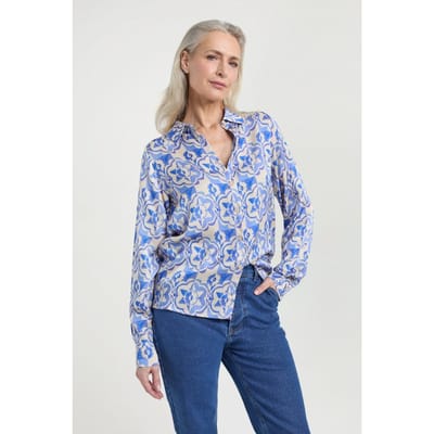Josephine & Co Jack Blouse Royal Blue Print Größe: 36 | Longsleeves Outlet | Damen | Blau