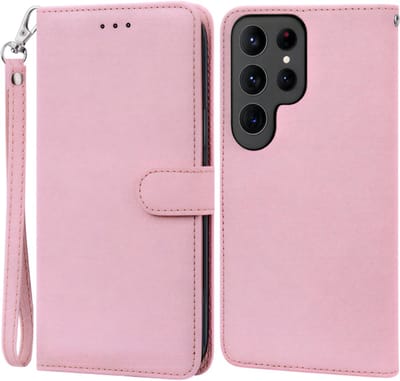 Mobiel Hoesje Geschikt voor Samsung Galaxy S25 Ultra – Luxe Lederen Portemonnee Flip Hoesje met Pasjeshouder, Magneetsluiting & Volledige Bescherming, Telefoonhoes Book Cover Case-Roze