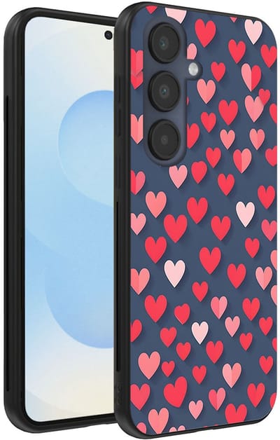 Smartphonica Telefoonhoesje Geschikt voor Samsung Galaxy S25 met Roze en Rode Hartjes Opdruk - TPU Backcover Case With Rosé and Red Heart Design geschikt voor Samsung Galaxy S25