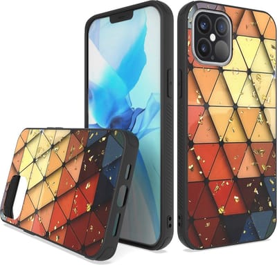 LuxeBass Siliconen hoesje met print geschikt voor Apple iPhone 12 Pro - Marmer Triangle - telefoonhoes - gsm hoes - telefoonhoesje