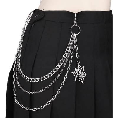 Porte-clés Punk Métal Croix Rivet Chaîne Superposée pour Hommes Femmes Chaîne de Taille Porte-clés Portefeuille Jean Hip-hop Pantalon Ceinture Bijoux Accessoires gray