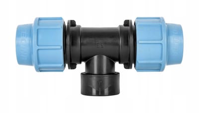 Tyleen draad T-stuk 90° Unidelta 25 mm x 1/2 x 25 mm 2x klem x binnendraad KIWA (16 bar)