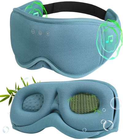 Draagbaar Bluetooth Slaapmasker met Hoofdtelefoon | 3D Bamboo Katoen, Zero Druk en 100% Donker voor Zijkant Slapers, Reizen en Kantoor Naps