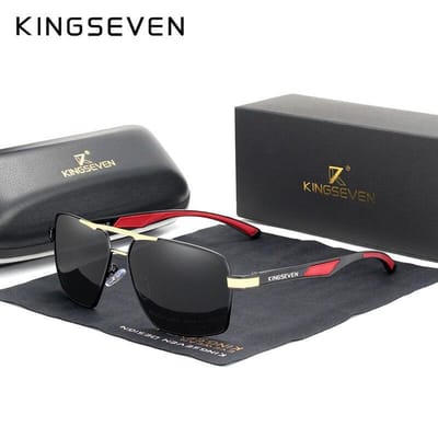 Kingseven Offroad - Stoere Mannen Zonnebril met UV400 en polarisatie filter - Goud Grijs montuur