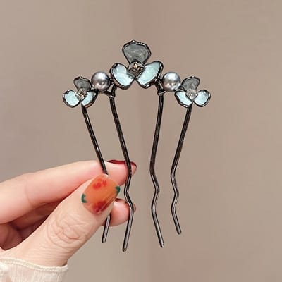 Elegante Haarkam Haarspeld Vier Tanden voor Opsteekkapsels, Perfect voor de Achterkant van het Hoofd, een Eenvoudig en Veelzijdig Accessoire black