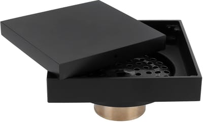 Dailygoods- Afvoerputje Zwart - Vloerafvoer Koper - 10 x 10 cm - Antikalk Zeefje - Duurzaam - Geschikt voor Badkamer/Balkon