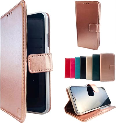 HEM Rose Gold Wallet Hoesje Geschikt Voor Apple iPhone 12 En 12 Pro – Bookcase Met Vakje Voor Pasjes, Geld En Fotovakje – Telefoonhoesje